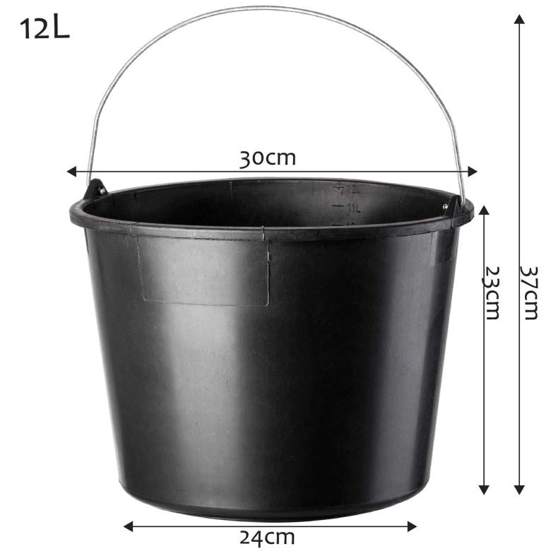Secchio da costruzione KADAX 12L, secchi in plastica resistenti per uso domestico e giardinaggio, confezione da 20 pezzi