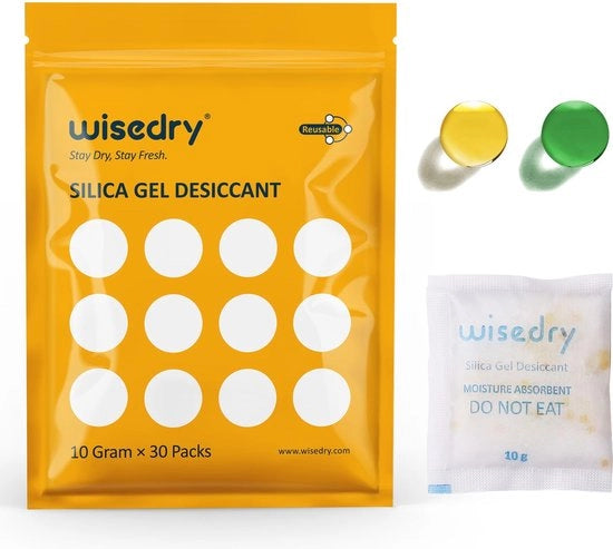 Pacchetti di Silicagel con Indicatore di Umidità - 10g x 30 Pezzi per Rimozione dell'Umidità