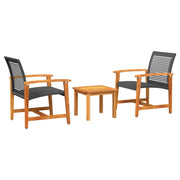 Set da Bistrot 3 pz Nero in Polyrattan e Legno di Acacia CFW6723896