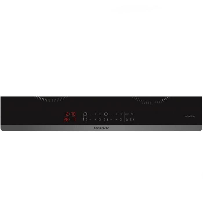 BRANDT CPI6400B - Piano cottura a induzione - 4 zone - 3600 W - L 58 x P51 cm - Rivestimento in vetro - Nero