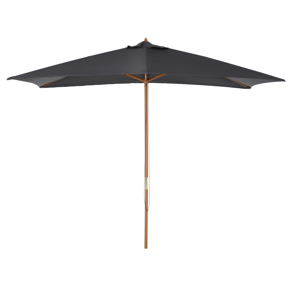 Ombrellone da Giardino 2x3m in Legno e Bamb¨´ con 8 Stecche e Copertura in Poliestere, Grigio Scuro