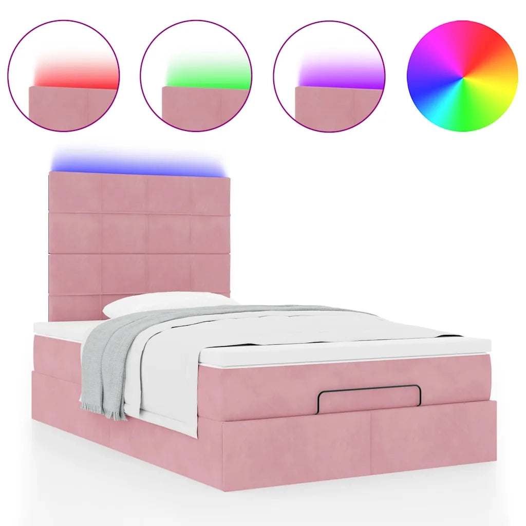 Struttura Letto Pouf con Materassi Rosa 120x190 cm Velluto 3314311