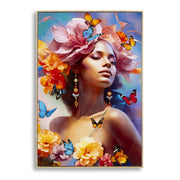 Stampa su Tela Fiori 1, Multicolore, Tessuto, 92x62x4 cm