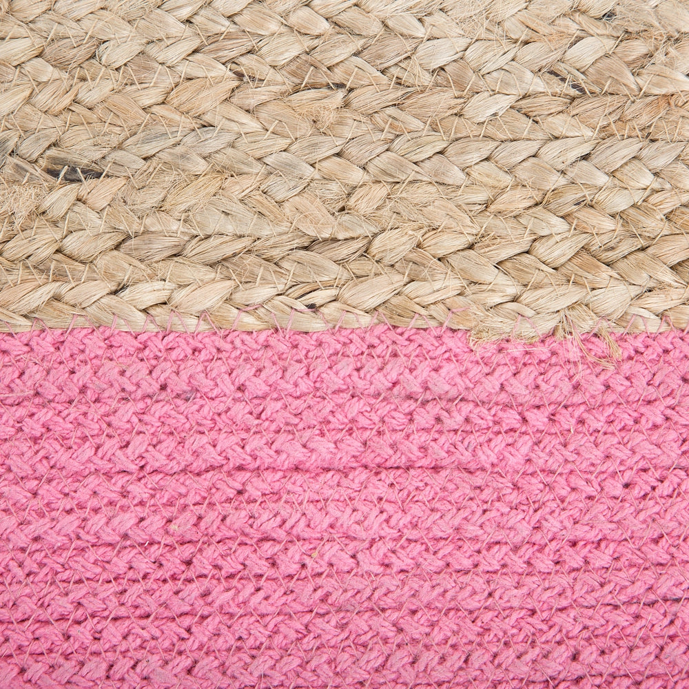 Pouf ottomana rosa iuta perline EPS riempimento quadrato 44 x 44 cm stile boho