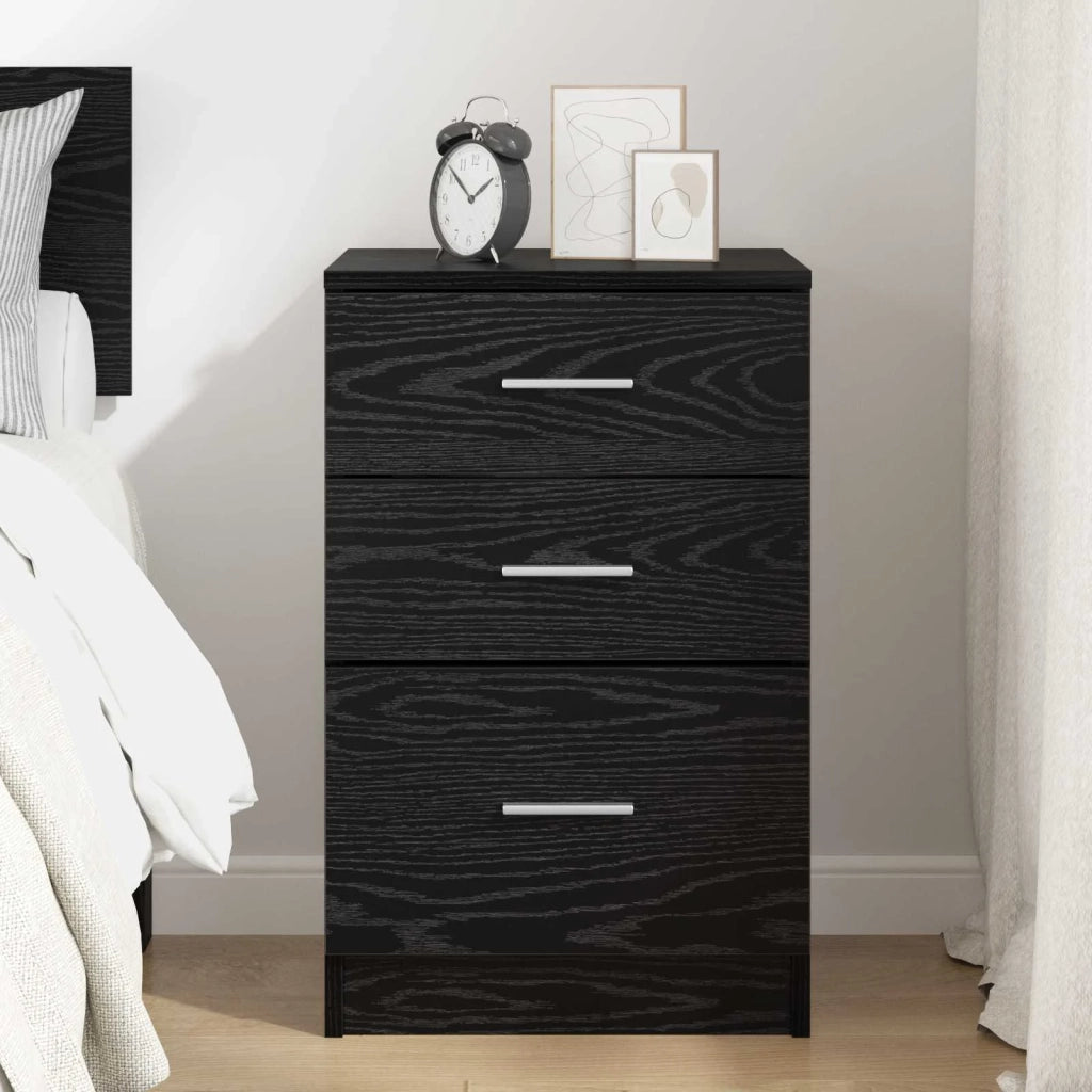 Comodino | Armadio da Notte | Mobiletto da notte Rovere Nero 40 x 40 x 63 cm Legno multistrato