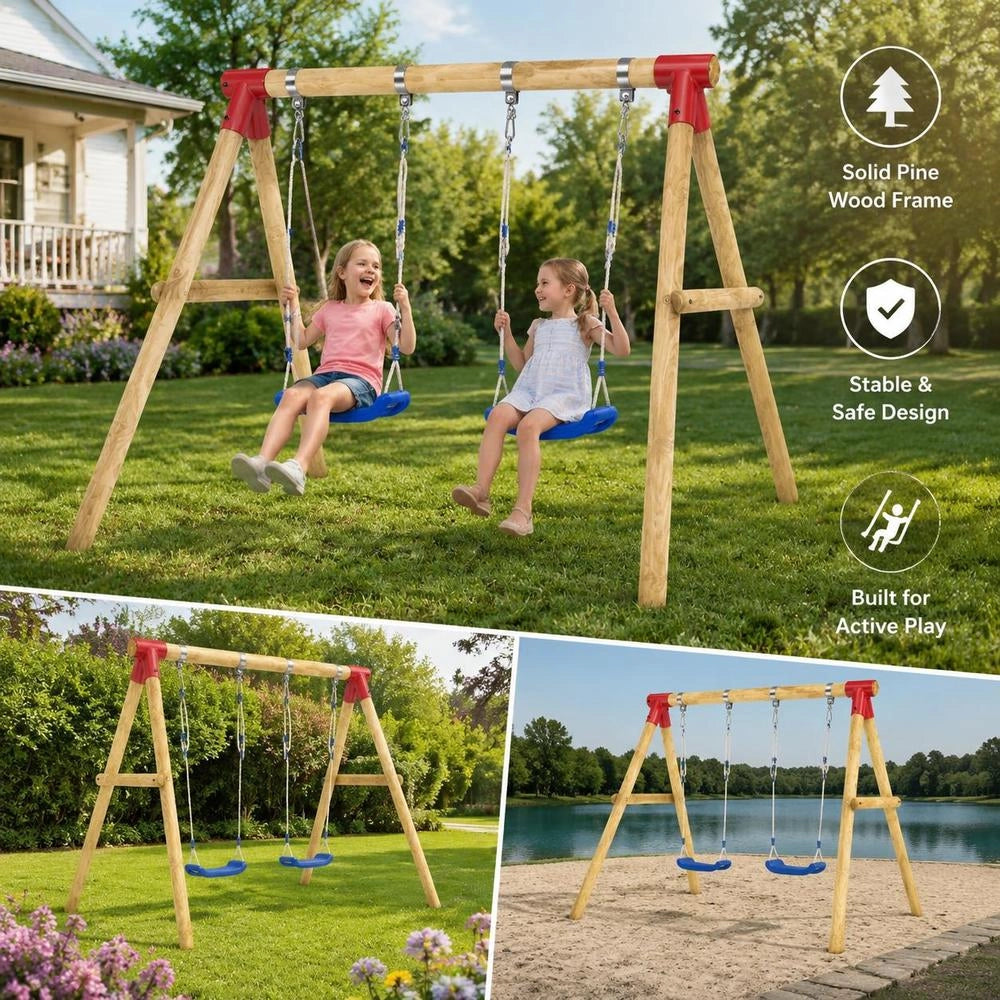 Swing Set 230x130x166 Cm Pine Wood