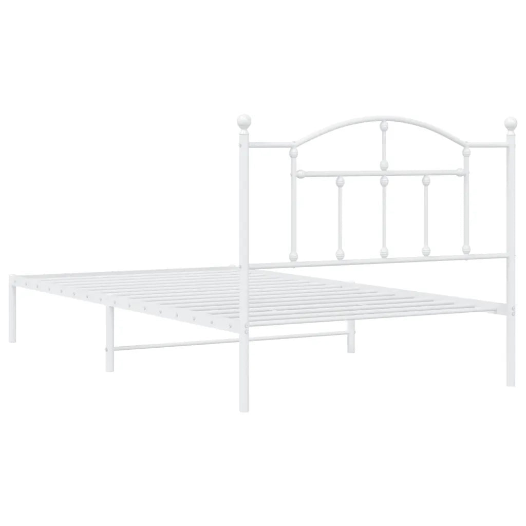 Letto singolo | Letto per adulti | Giroletto con Testiera Metallo Bianco 107x203 cm
