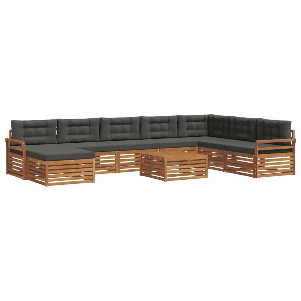 Set di divani da esterno con cuscino 9 pcs Naturale e Antracite 3373982