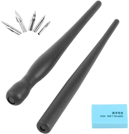 Set di Pennelli per Disegno - 5 Pennelli - Materiali Kunststof e Acciaio Inossidabile - Gadget per Disegno - Set Manga/Comic - Pennelli comode da tenere in mano