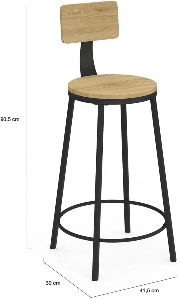 Set di 4 sgabelli da bar DETROIT, seduta rotonda con schienale dal design industriale
