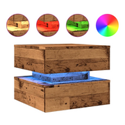 Tavolino da salotto | Tavolino da caff¨¨ | Tavolino da Soggiorno con Luci LED Legno Antico 50x50x40 cm
