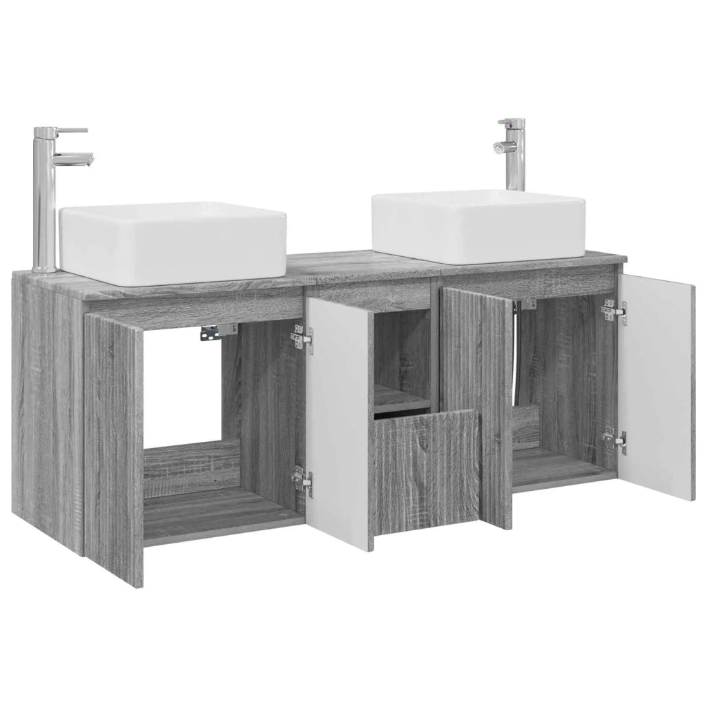 Set di Armadi da Bagno 3 pz Sonoma grigio 135 x 35 x 80 cm