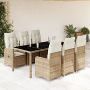 vidaXL Set da Bistrò da Giardino 7 pz con Cuscini Beige in Polyrattan
