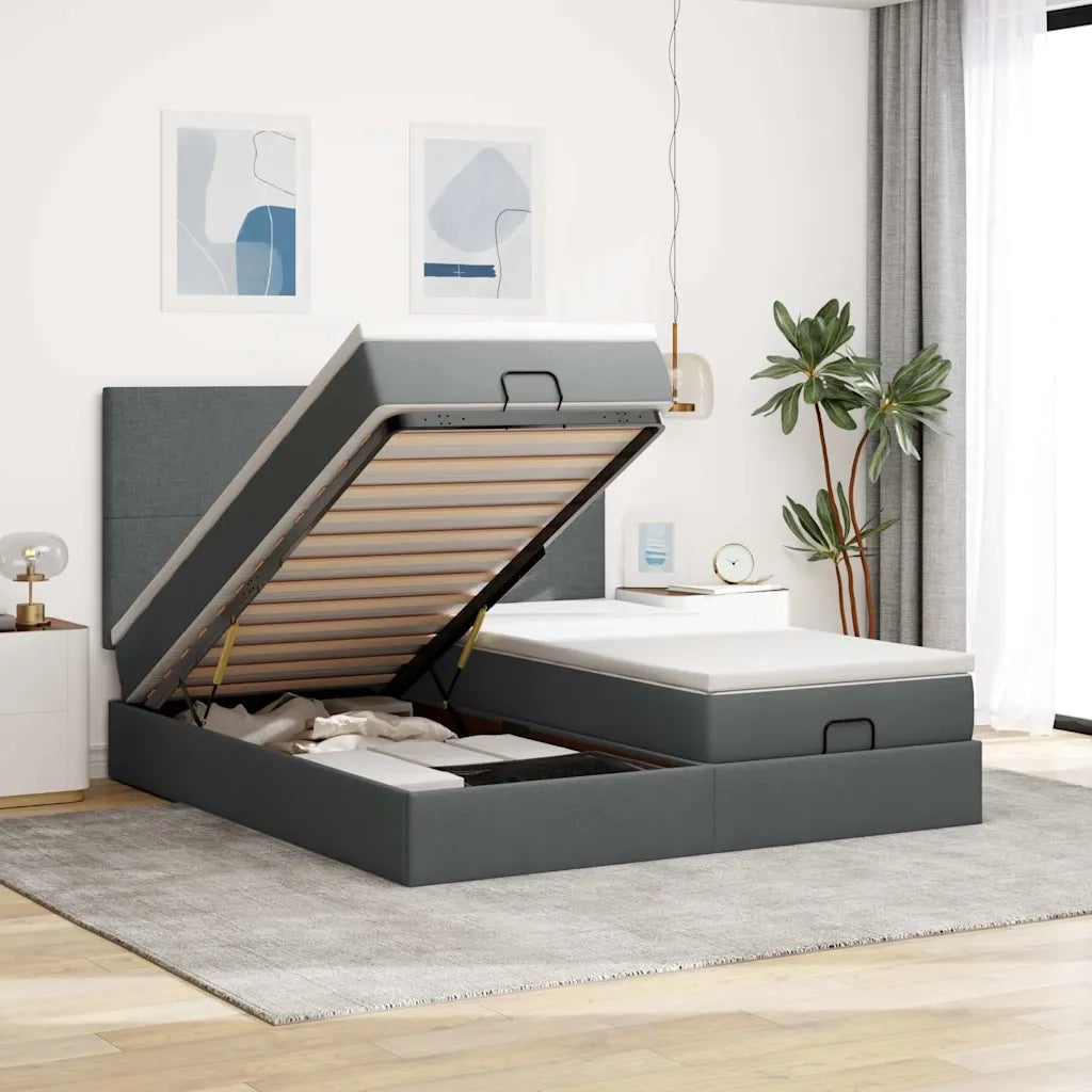 Struttura Letto Pouf con Materassi 200x200 cm in Tessuto 3314528