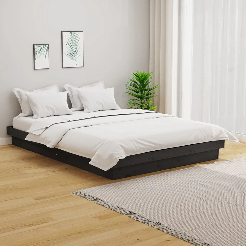 Giroletto-Struttura Letto Grigio in Legno Massello 135x190 cm Double 509877