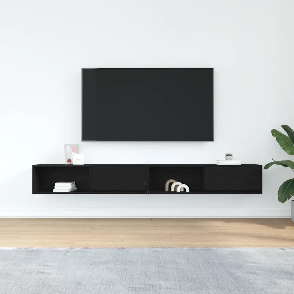Mobili TV 2 pz Rovere Nero 100x31x25,5 cm in Legno Multistrato 861475