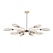 Maytoni Lampadario contemporaneo Ventura 12 luci G9 oro metallo diffusore vetro ambra