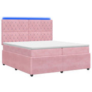 Letto Box Spring LED con Materasso Rosa 200 x 200 cm Velluto 3456136