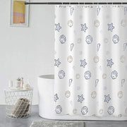 Douchegordijn Extra Lungo Bianco 240x200 Acqua Impermeabile, Douchegordijn Tessuto Lavabile con 12 Anelli di Douchegordijn, Douchegordijn a Tessuto con Fondello Peso, Bianco Disegno Marittimo Douchegordijn Bagno