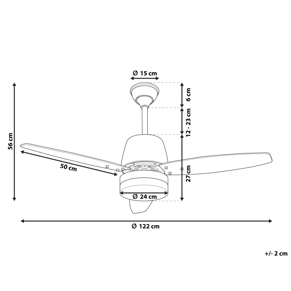 Ventilatore da Soffitto con Telecomando in Metallo 3 Pale in Metallo Nero Chiaro e Scuro Design Moderno