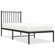 Letto singolo | Letto per adulti | Giroletto con Testiera in Metallo Nero 75x190 cm