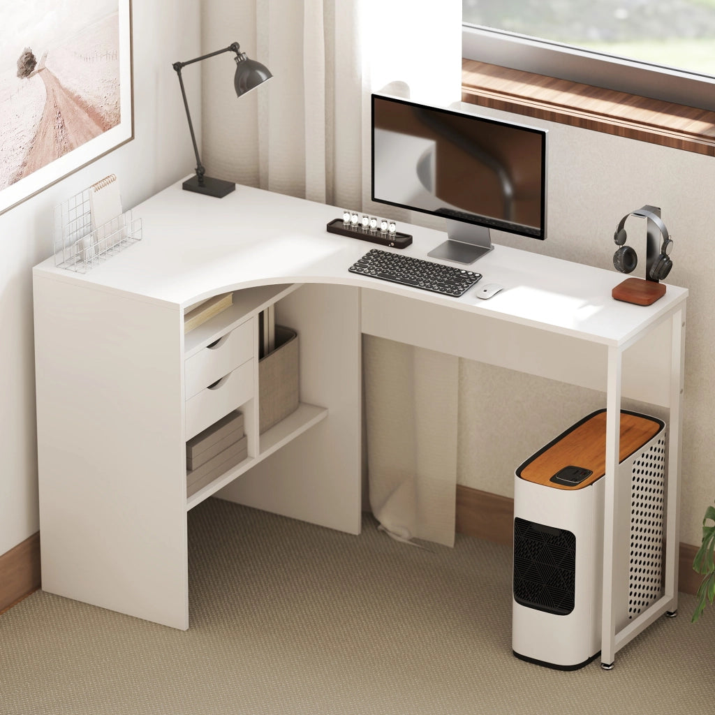 Scrivania Angolare ¨C Zephmum ¨C Bianco, Legno, 120x60x74