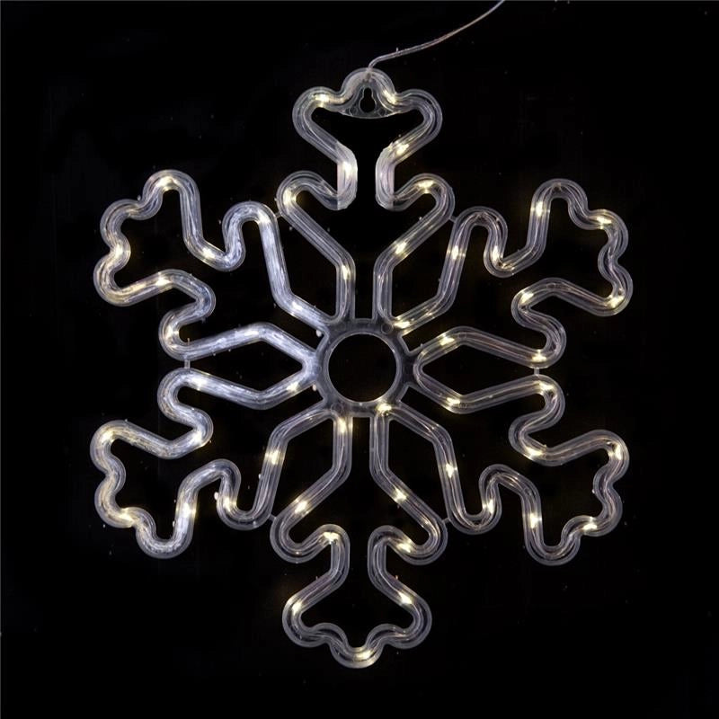 HIGH-TECH FIOCCO DI NEVE LUMINOSO NATALIZIO DA ESTERNO CON 50 LED CM.30 A BATTERIA COLORE CHIARO