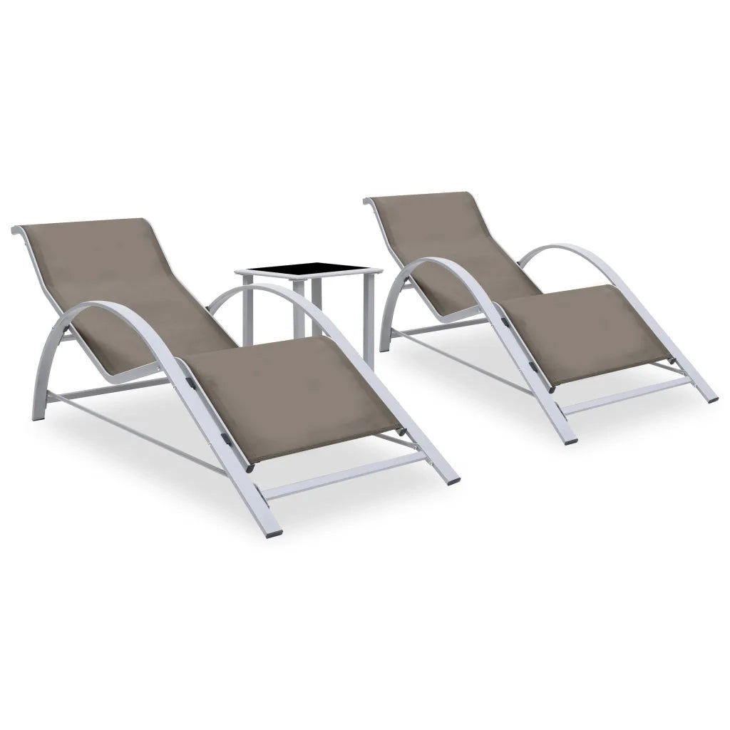 Lettini Prendisole con Tavolino 2 pz in Alluminio Grigio Talpa cod mxl 20438