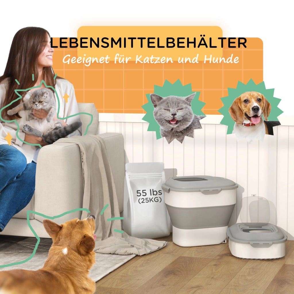 Contenitore per Cibo Secco Pieghevole ¨C zephmum ¨C Grigio 44x32x37 cm