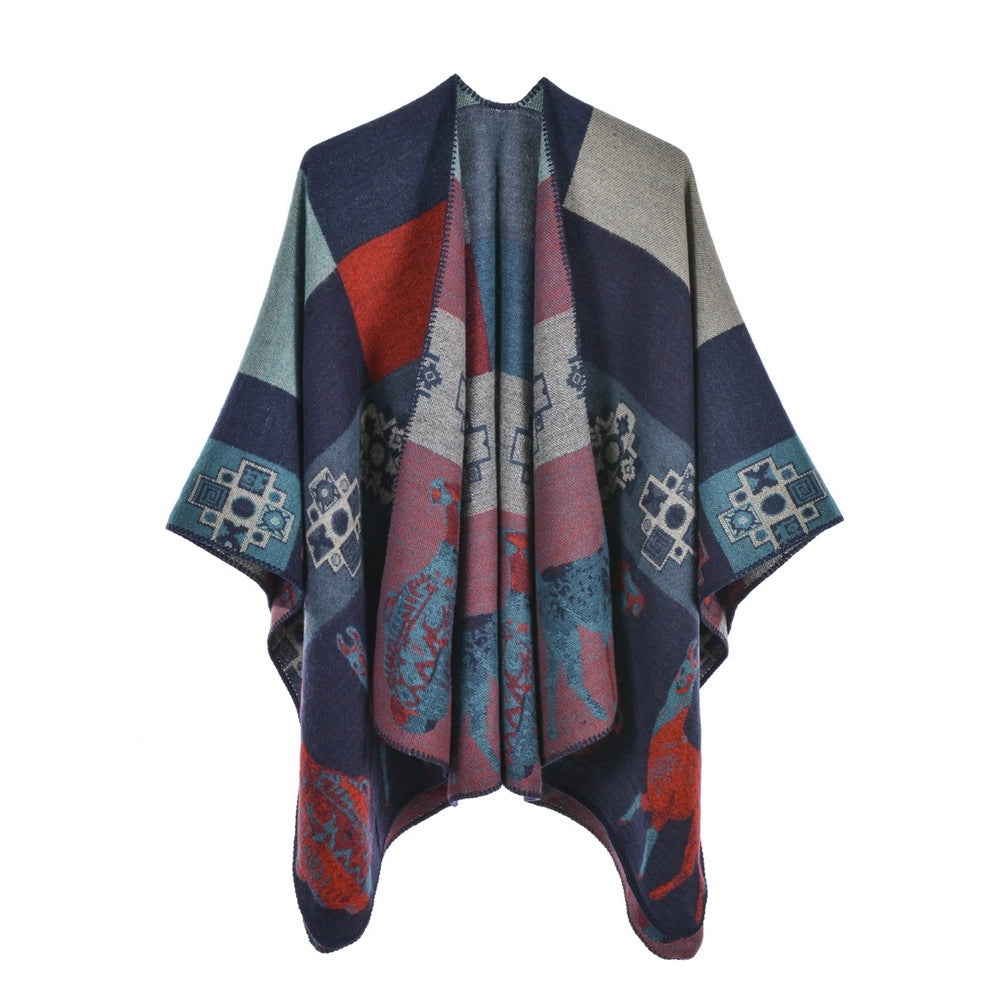 Sciarpa-mantella da donna, spessa ed extra large con spacchi, perfetta per l'autunno e l'inverno.