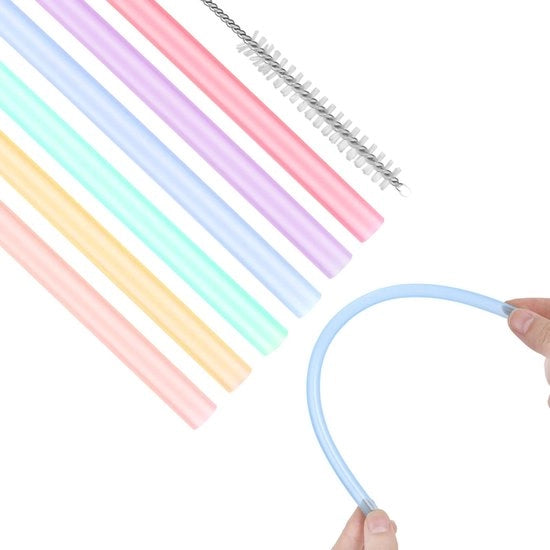 Riciclabili in Silicone 6 pezzi - BPA libero - Lunghezza 23,5 cm - Diametro interno 6 mm - Inclusi pennelli per pulizia - Rietti per bicchiere