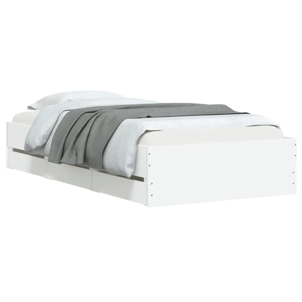 Giroletto con Cassetti-Struttura Letto con contenitore Bianco 100x200 cm in Legno Multistrato 688122