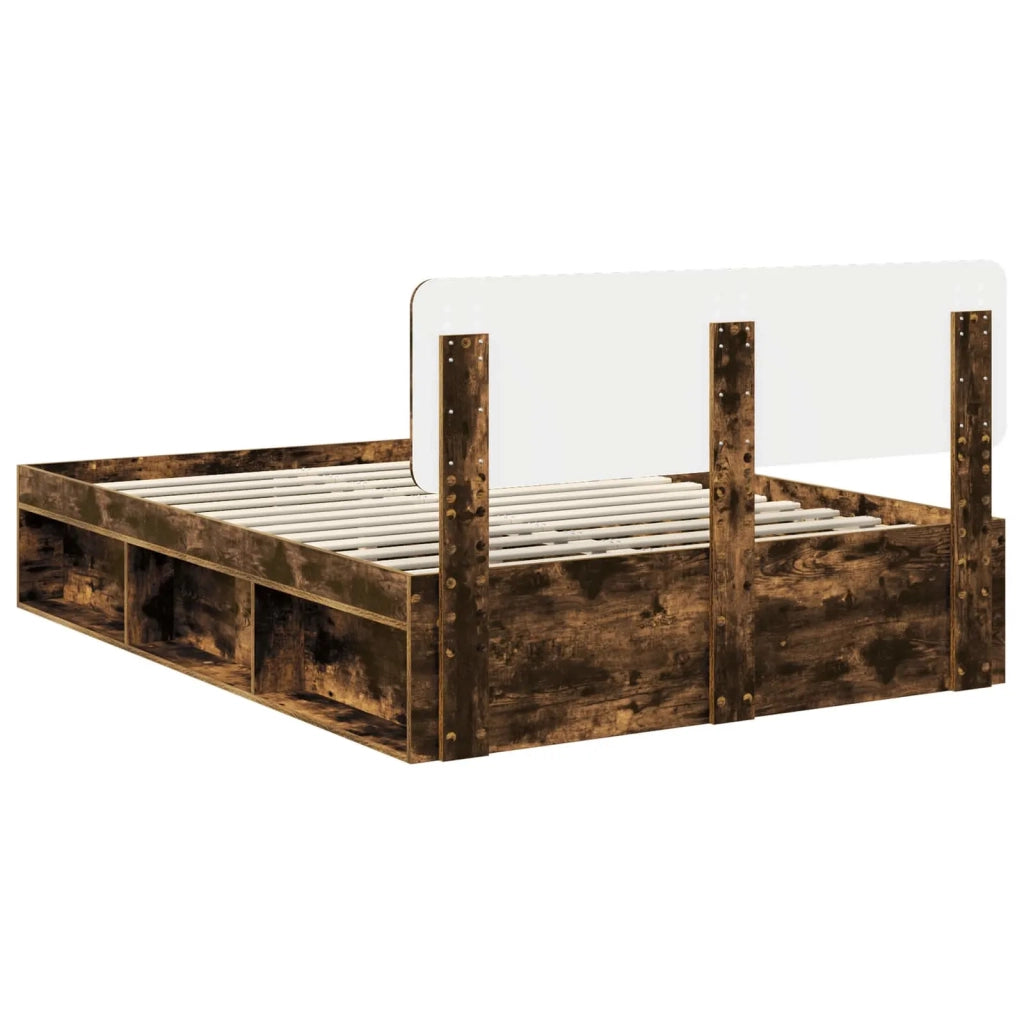 Struttura del letto Rovere fumé 160 x 200 cm Pino massello 3412055