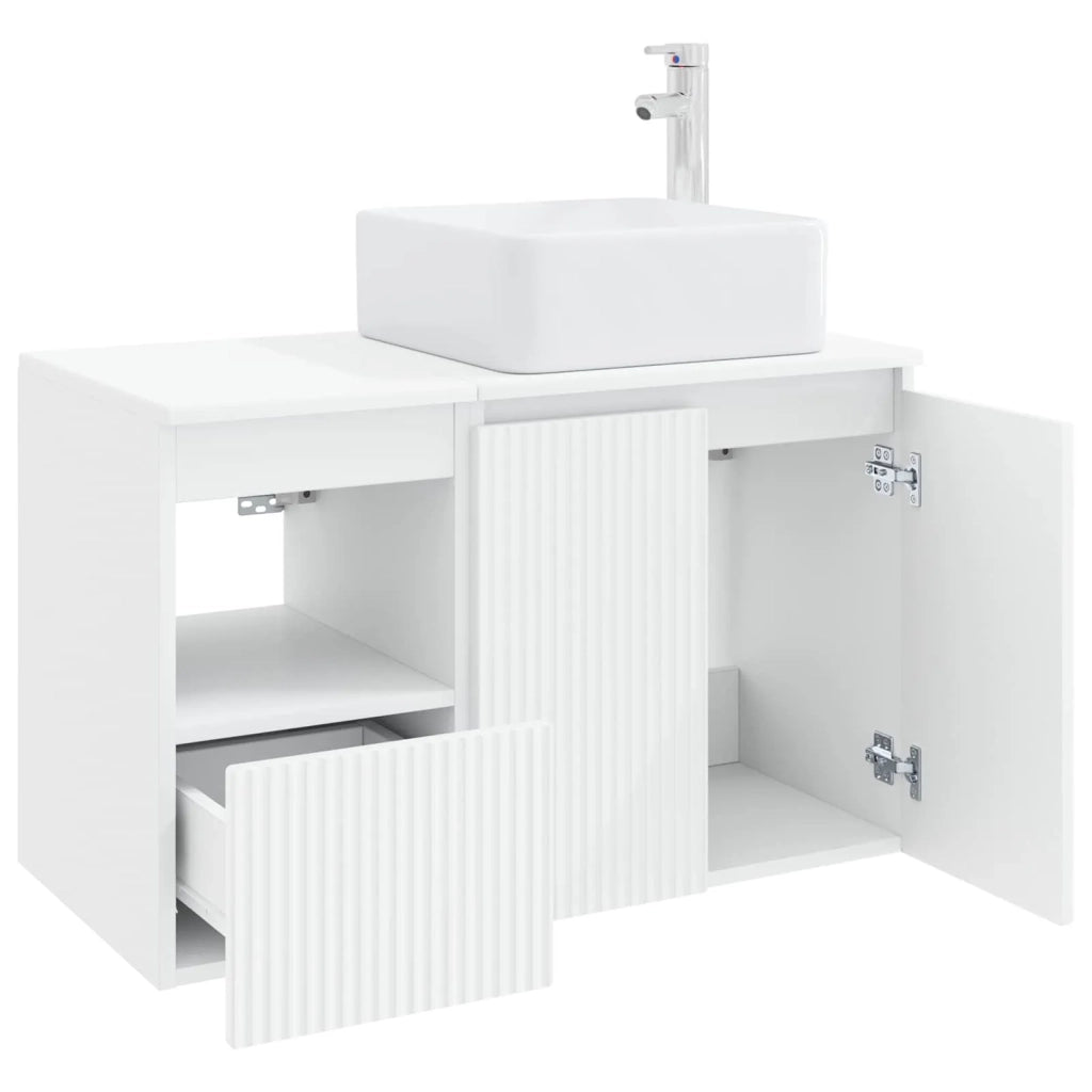 Set di mobili per il bagno 2 pz Bianco Lucido 3404068