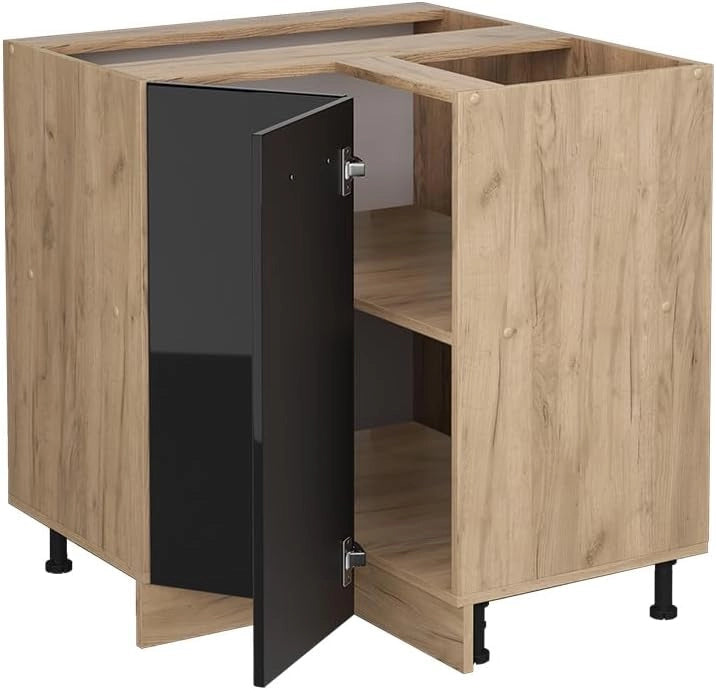 Mobile ad angolo cucina R-Line, Nero lucido, 75.6 cm senza piano di lavoro, per la libera combinazione all'interno di sistemi cucina modulari