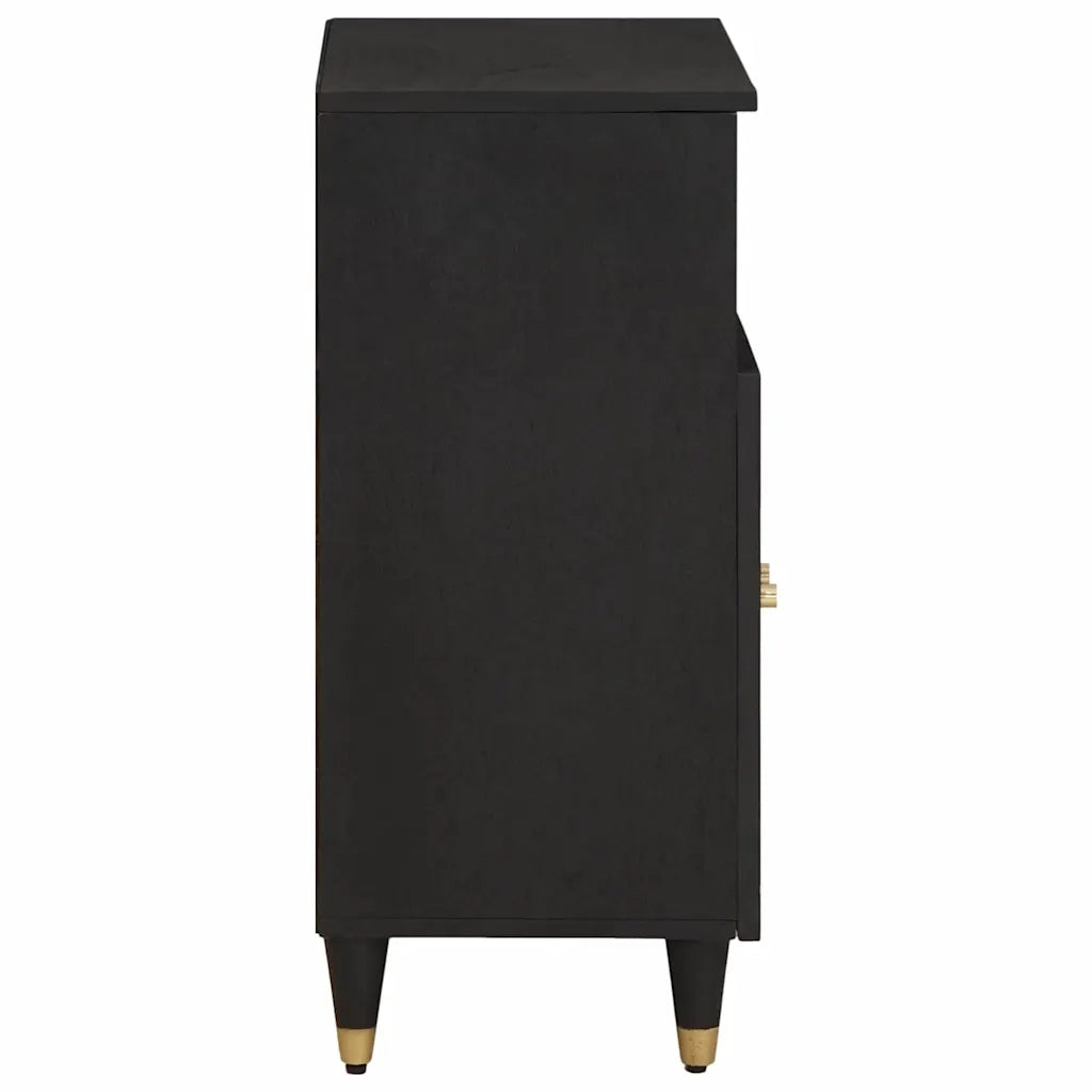 Credenza con porta Nero 60 x 33 x 75 cm Legno di mango massello