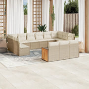 Set Divano da Giardino 13 pz con Cuscini Beige in Polyrattan 3228137
