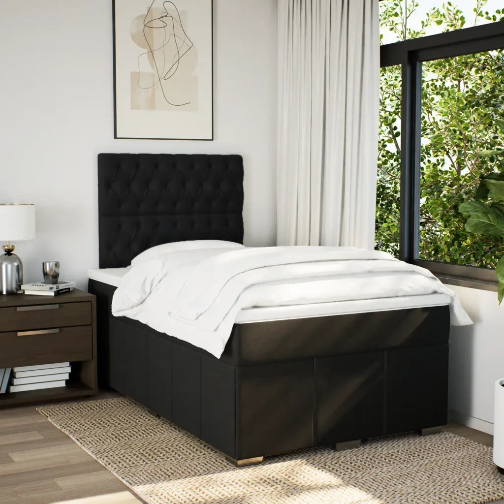Giroletto a Molle con Materasso Nero 120x200 cm in Tessuto