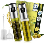 Set di 2 pennelli per olio con contenitore in acciaio inossidabile rinforzato, vetro UV protettivo, BPA libero, capacità 100 ml