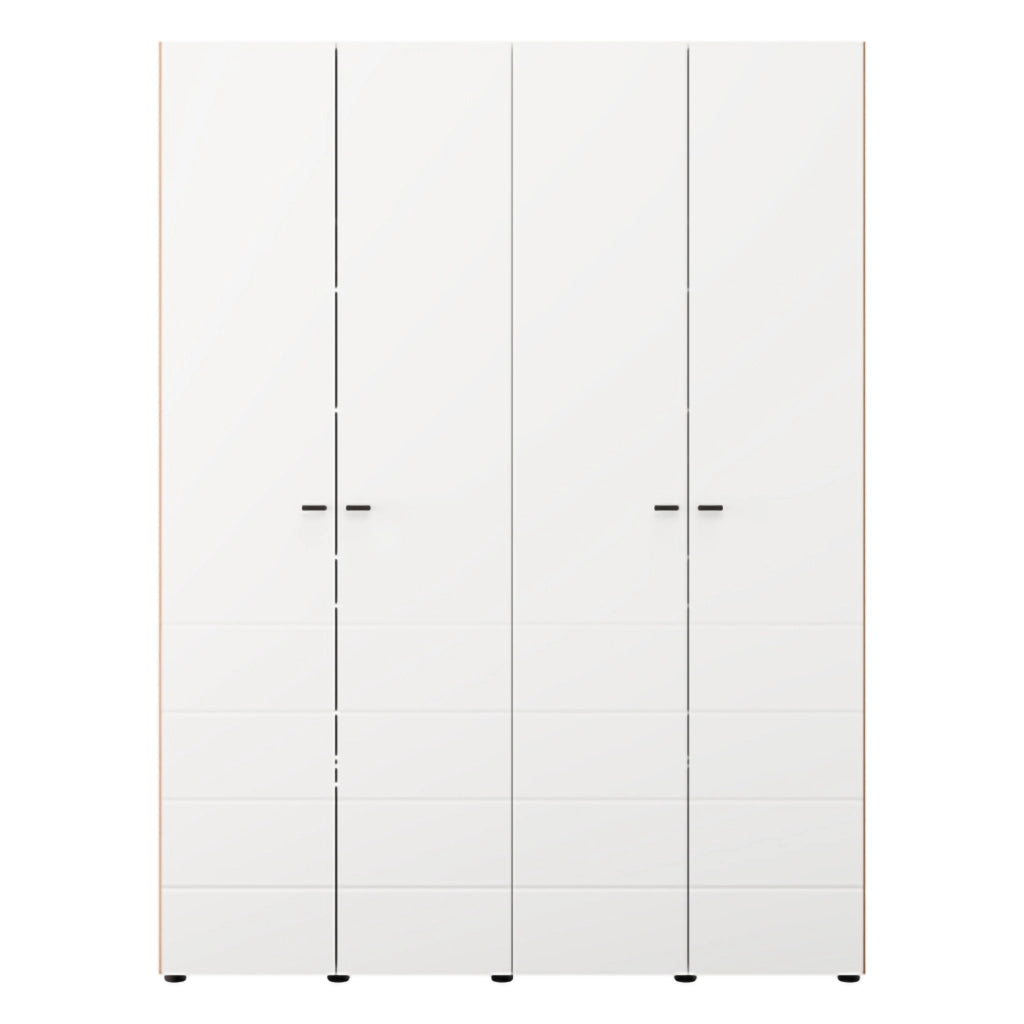 Armadio Camera da Letto Soris, Guardaroba Grande 4 Ripiani, 155x208h cm Bianco