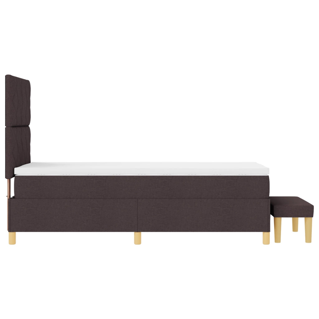Letto con Rete a Molla con Materasso e Panchina Marrone Scuro 100x200 cm Tessuto