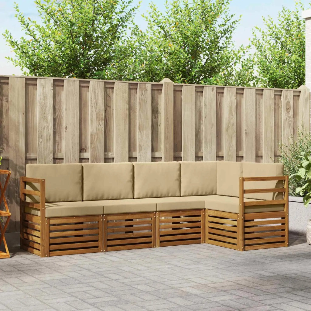 Set divano sezionale con cuscino 5 pcs Naturale e Beige 3374793
