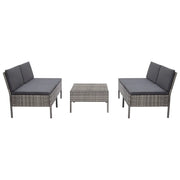 Set Divani da Giardino 5 pz con Cuscini in Polyrattan Grigio cod mxl 38824