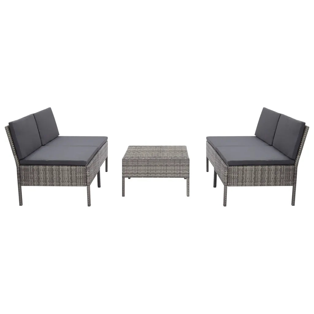 Set Divani da Giardino 5 pz con Cuscini in Polyrattan Grigio cod mxl 38824