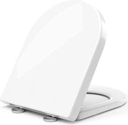 Toilet di D, sedile con abbattimento automatico, copertura di toilette a forma D con chiusura rapida per montaggio e pulizia semplici, sedile di toilette antibatterico in Duroplast, sospensioni regolabili
