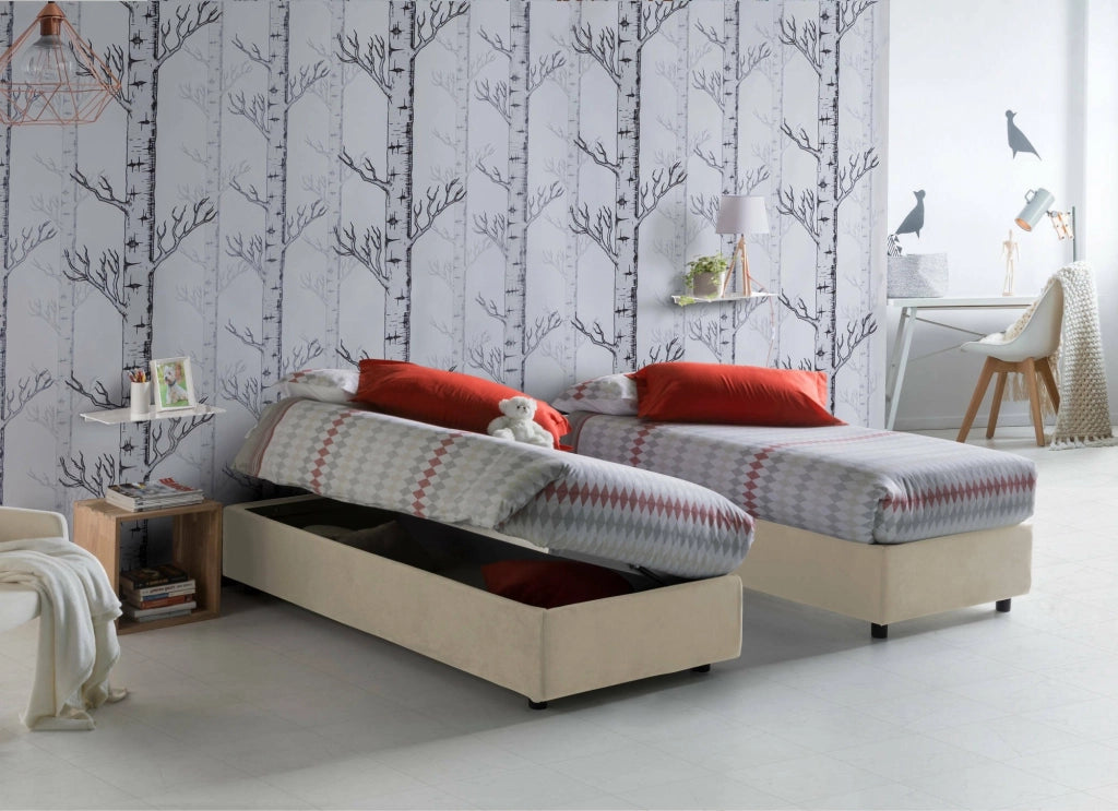 Aftis, Letto Piazza e Mezza Materasso Incluso Made in Italy, Beige
