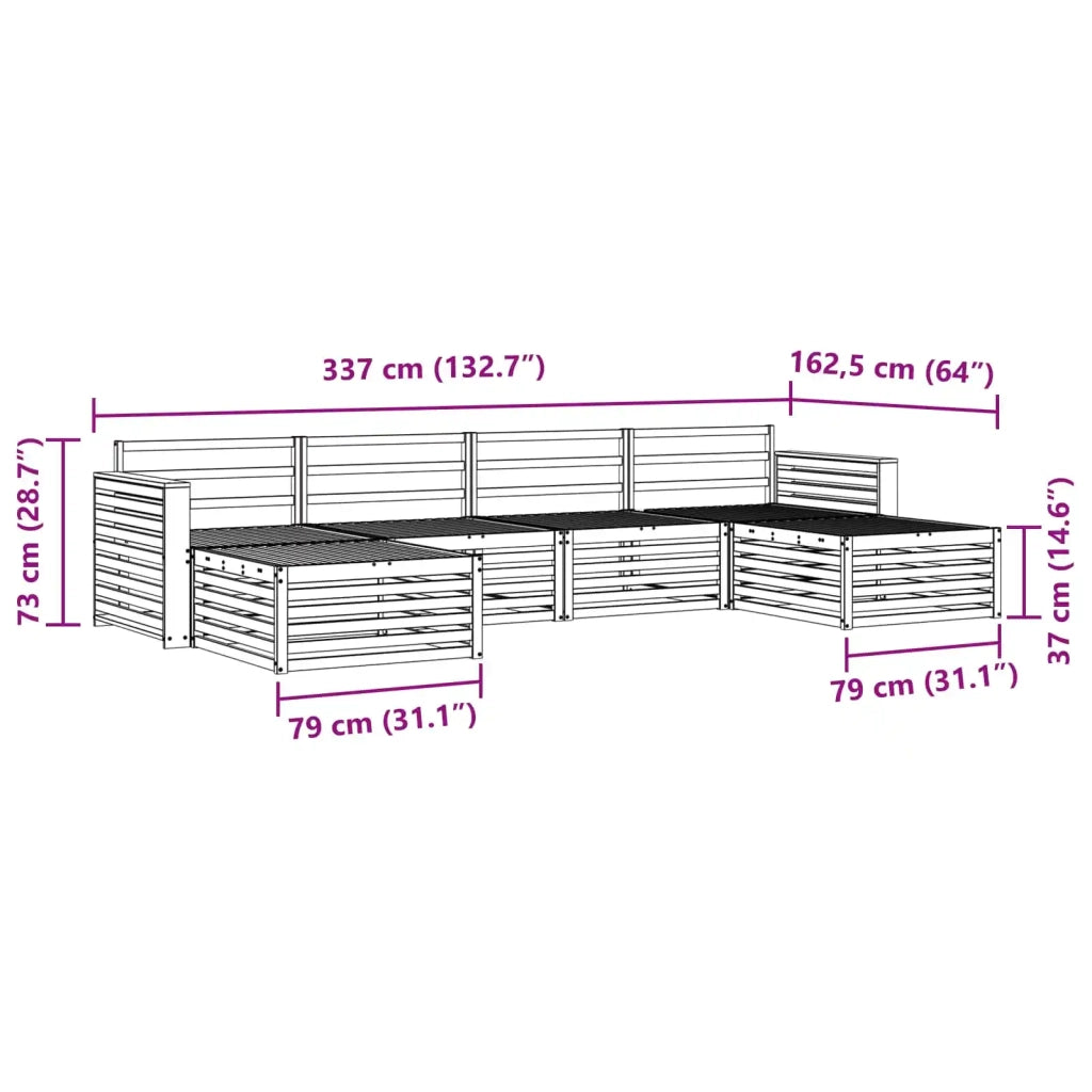 Set divani 6 pcs Naturale Legno di Acacia Massello