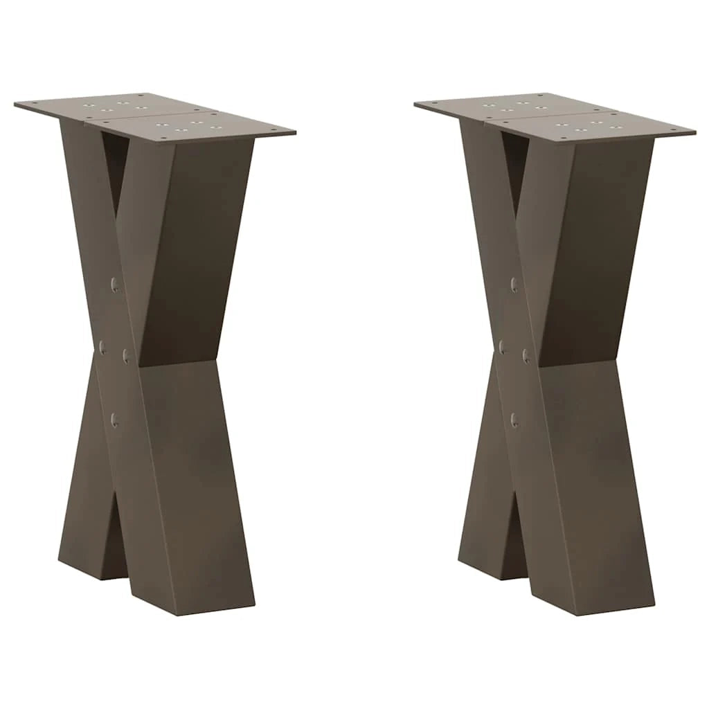 Set di 2 gambe regolabili per tavolino da caffè a forma di X 38 x 42 cm design moderno acciaio naturale 02_0057227