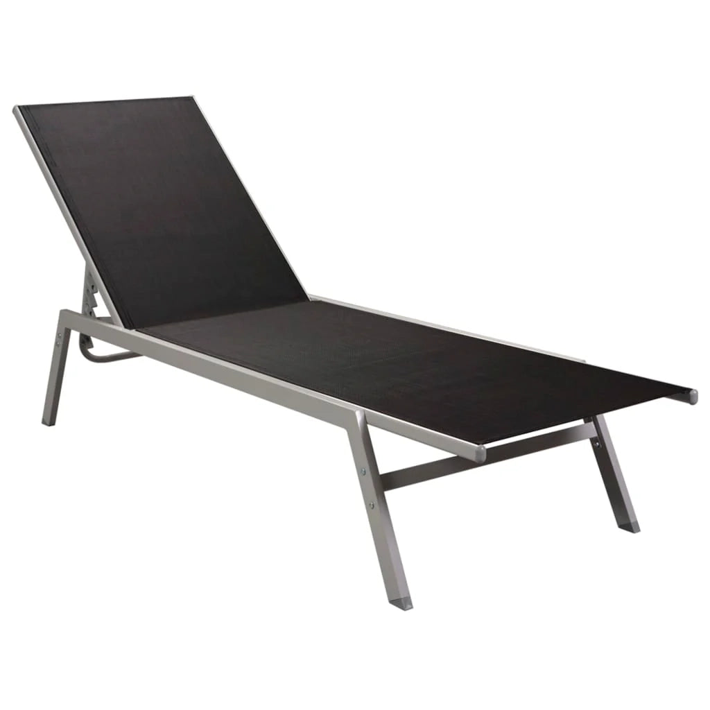 Lettino prendisole sedia a sdraio lettino prendisole letto da giardino mobili da esterno per patio acciaio e textilene nero 02_0012244