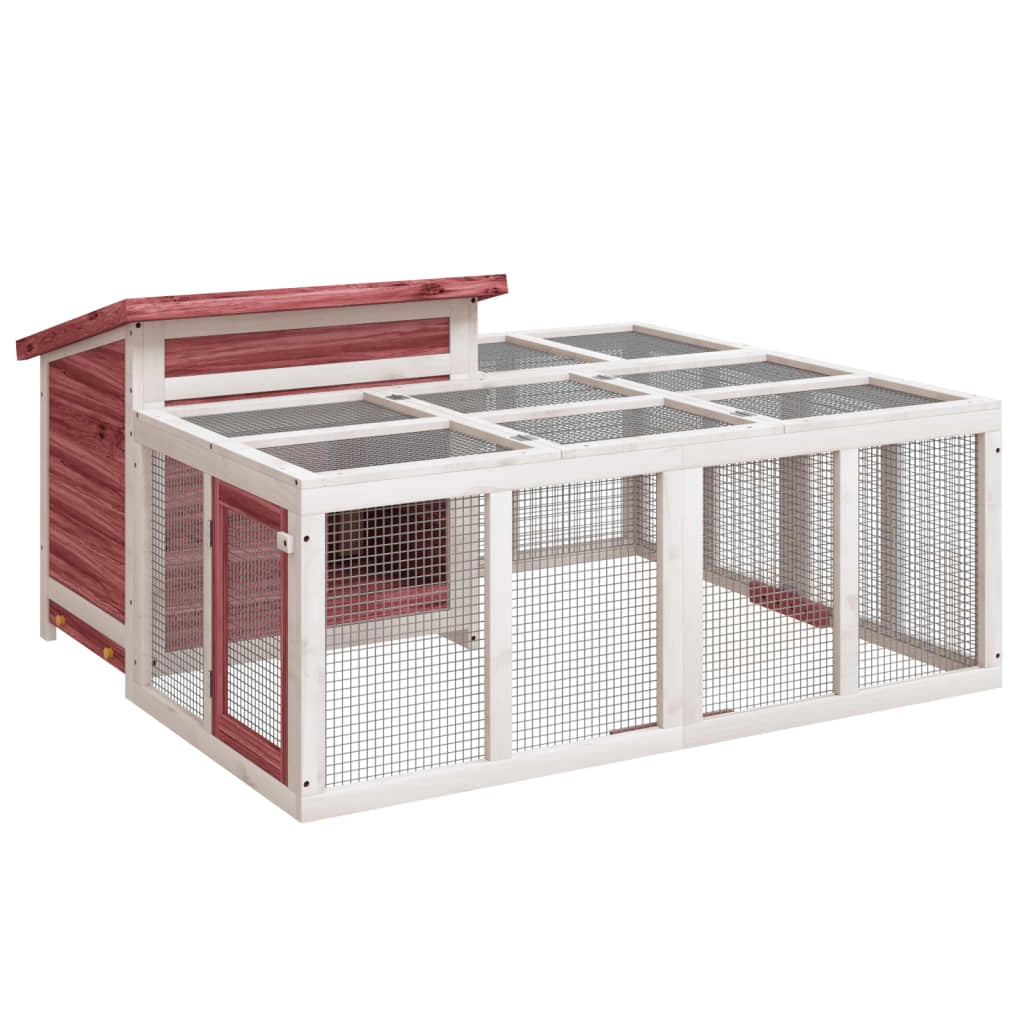 Conigliera color moka 144 x 123 x 67,5 cm legno massello di pino marrone 02_0041953